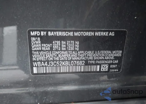 2019 BMW 430I Gran Coupe xDrive z USA, uszkodzony, nr VIN WBA4J3C52KBL07682